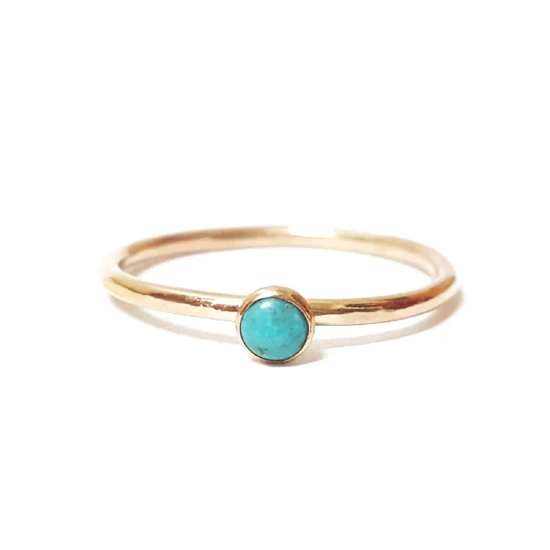 matching wedding rings-Mini Turquoise Ring in Gold