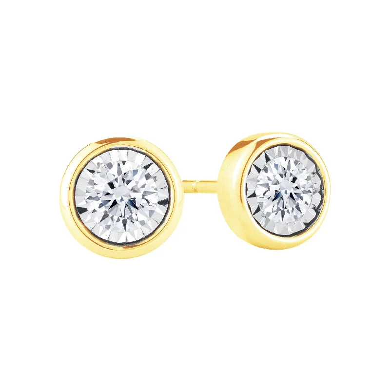 oversized resin earrings for playful fashion -Mirage Bezel Diamond Stud Earrings 1/20ct