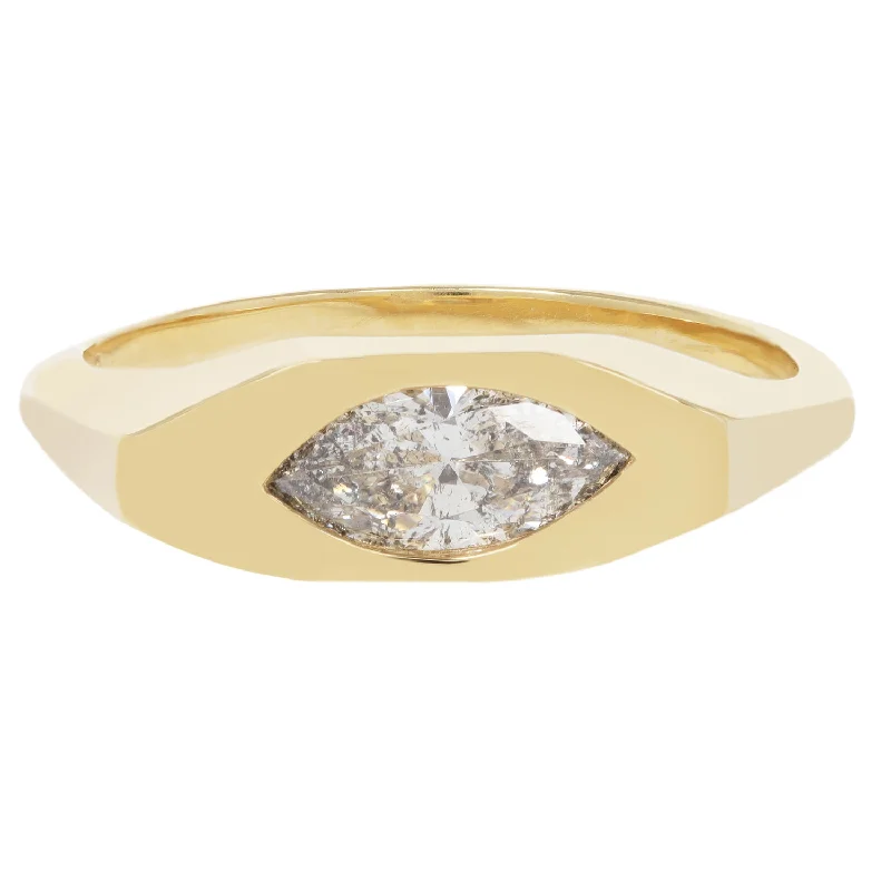 men’s signet rings with diamonds-Misty Eye Marquise Signet Ring