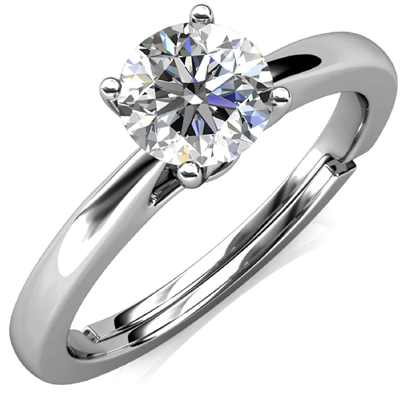 modern silver engagement rings-Moissanite by Cate & Chloe Abigail Sterling Silver Ring with Moissanite Crystals