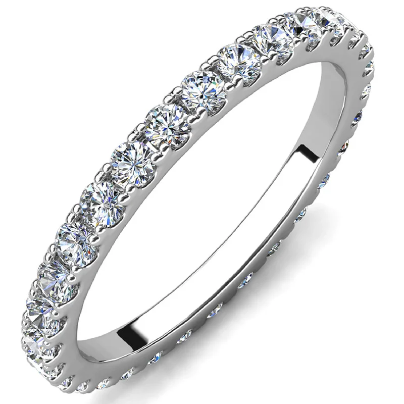 wedding rings with diamonds for men-Moissanite by Cate & Chloe Sadie Sterling Silver Ring with Moissanite Crystals