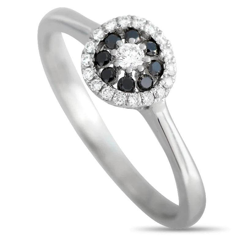 couples rings for weddings-Piero Milano 18K White Gold 0.28ct White and Black Diamond Ring