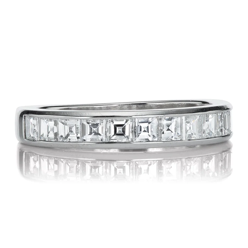 emerald wedding bands-Platinum Sawyer Half Hoop