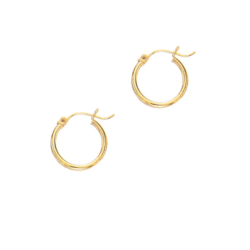 luxury hoop earrings with crystals -Polished 15mm Tube Hoop Earrings in Yellow Gold