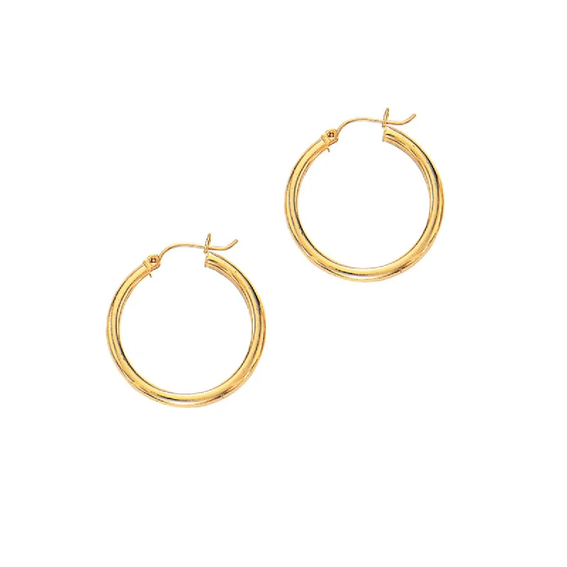 sophisticated crystal stud earrings for elegance -Polished 25mm Tube Hoop Earrings in Yellow Gold