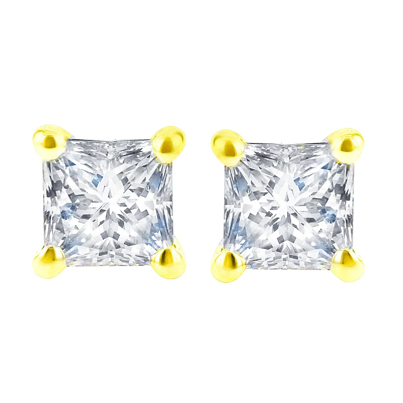 geometric earrings for modern women -Princess Bella Diamond Stud Earrings 1/2ct