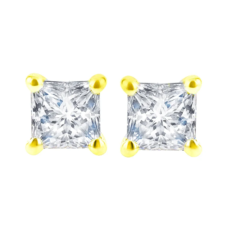 chic ear cuffs for trendy looks -Princess Bella Diamond Stud Earrings 1/3ct