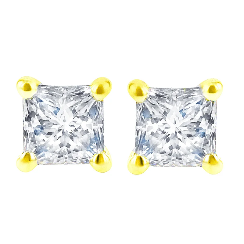 handmade earrings for fashion lovers -Princess Bella Diamond Stud Earrings 3/4ct