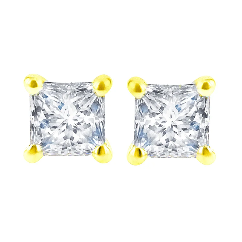 gold-plated earrings for everyday elegance -Princess Bella Diamond Stud Earrings 3/8ct