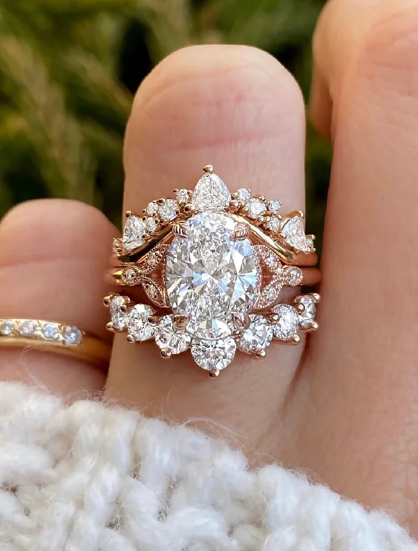 cheap engagement rings-Racea Stacked Set - Natural Diamonds