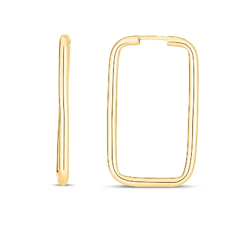 bright colored earrings for summer outfits -Rectangular Hinged Endless Hoop Earrings in 14k Yellow Gold