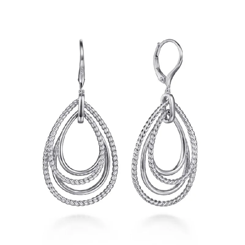 asymmetric earrings for unique fashion -Rope Teardrop Earrings in Sterling Silver