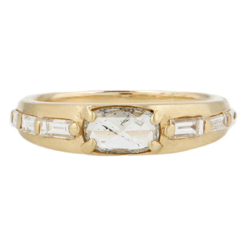 affordable rings for engagements-Rose Cut Rectangle & Baguette Diamond Band