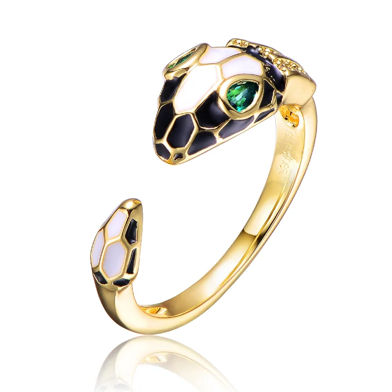 platinum rings for women-Rachel Glauber Gold Plated Green Cubic Zirconia Inlaid Ring