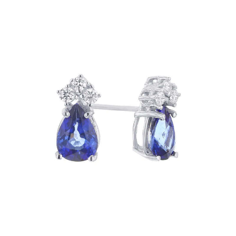 boho statement earrings for festival wear -Sapphire and Diamond Droplet Earrings