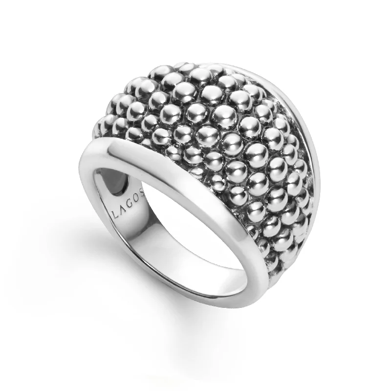 affordable promise rings for couples-Signature Caviar Beaded Statement Ring