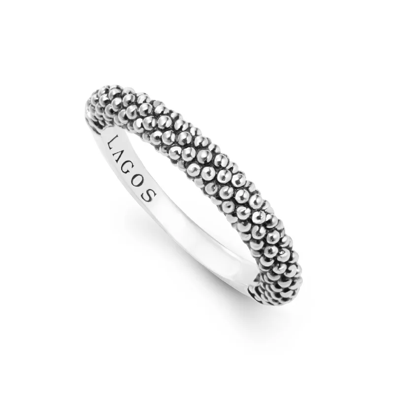 matching rings for wedding sets-Signature Caviar Caviar Stacking Ring