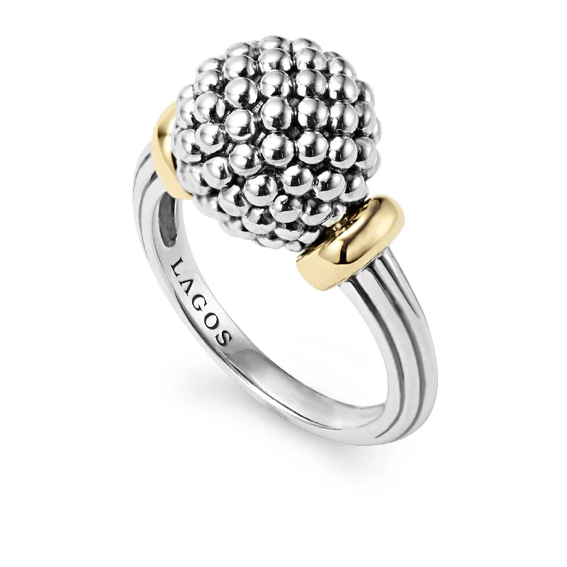 women’s diamond rings-Signature Caviar Two-Tone Caviar Ball Ring