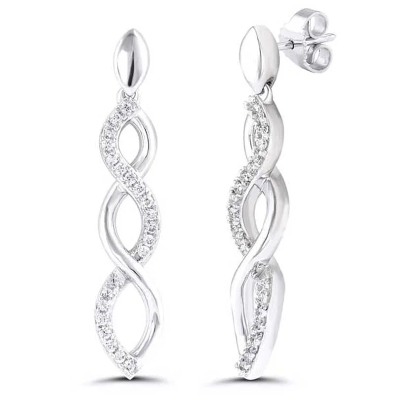 vintage clip-on earrings for retro glam -Silver Infinity Diamond Earrings