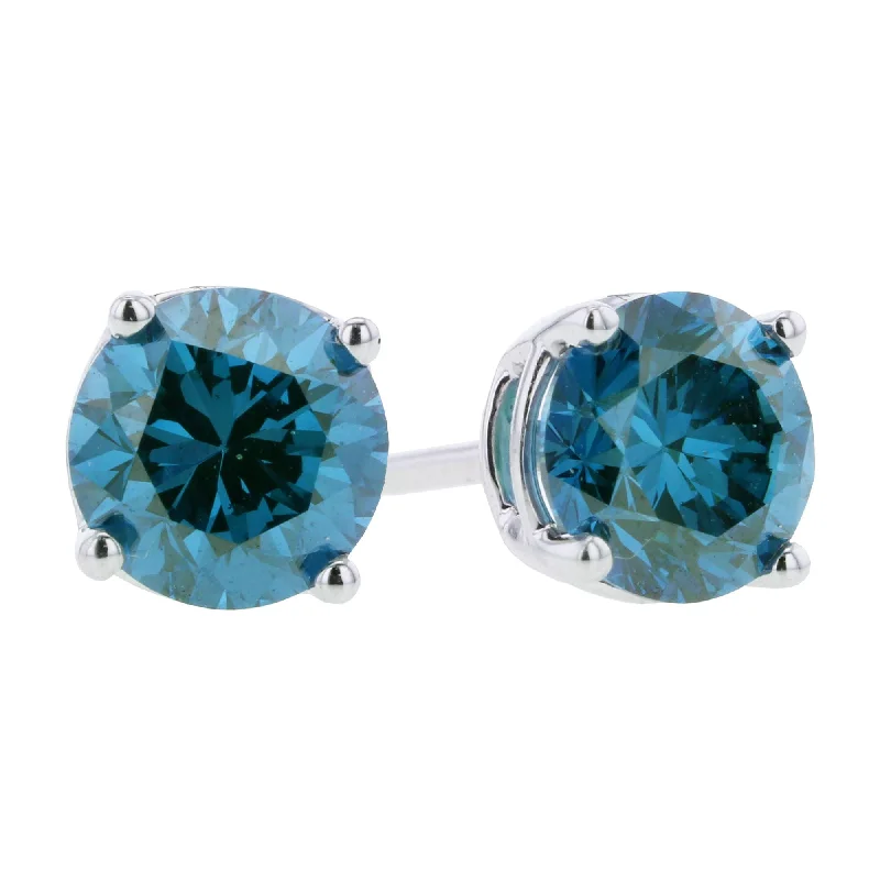 boho beaded earrings for creative outfits -Sky Blue Diamond Stud Earrings 1ct