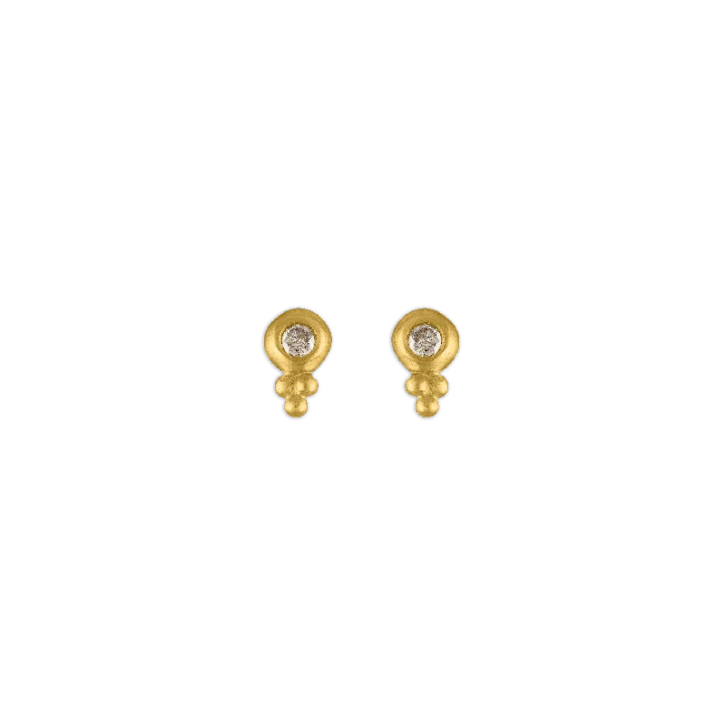 elegant ear hooks for classic looks -Small Diamond Lentil-Shaped Bulla Earrings