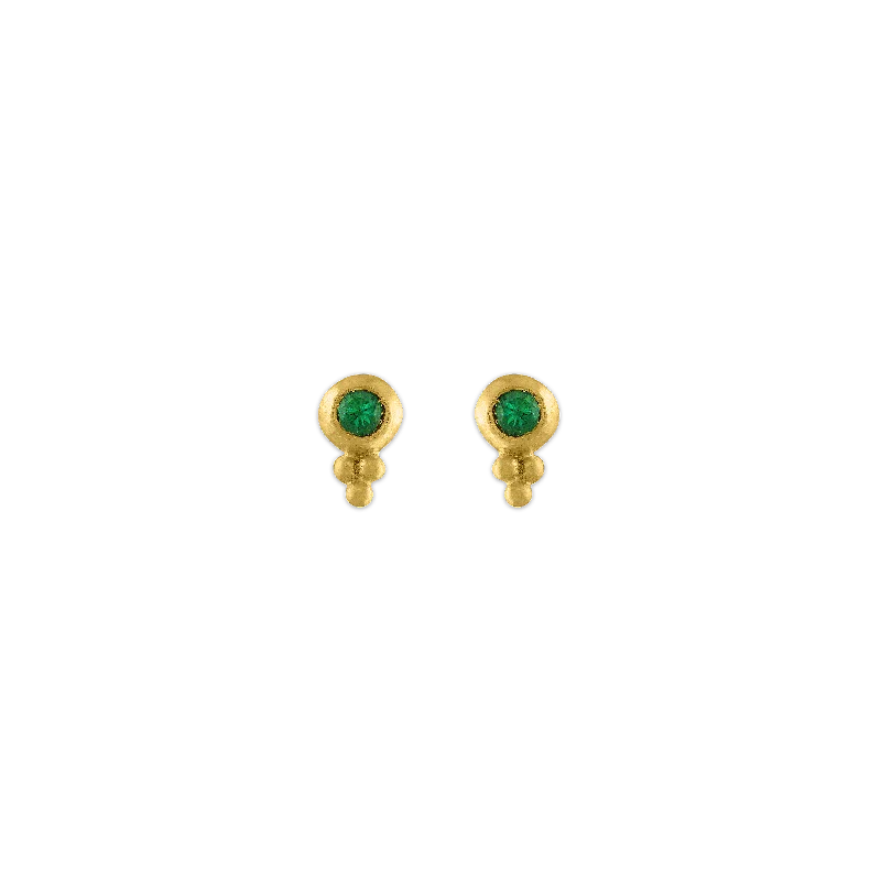 pearl stud earrings for subtle sophistication -Small Emerald Lentil-Shaped Bulla Earrings