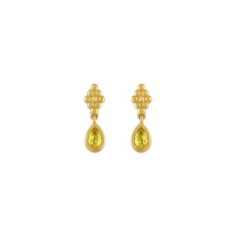 small hoop earrings for casual wear -Small Yellow Sapphire Nona Earrings