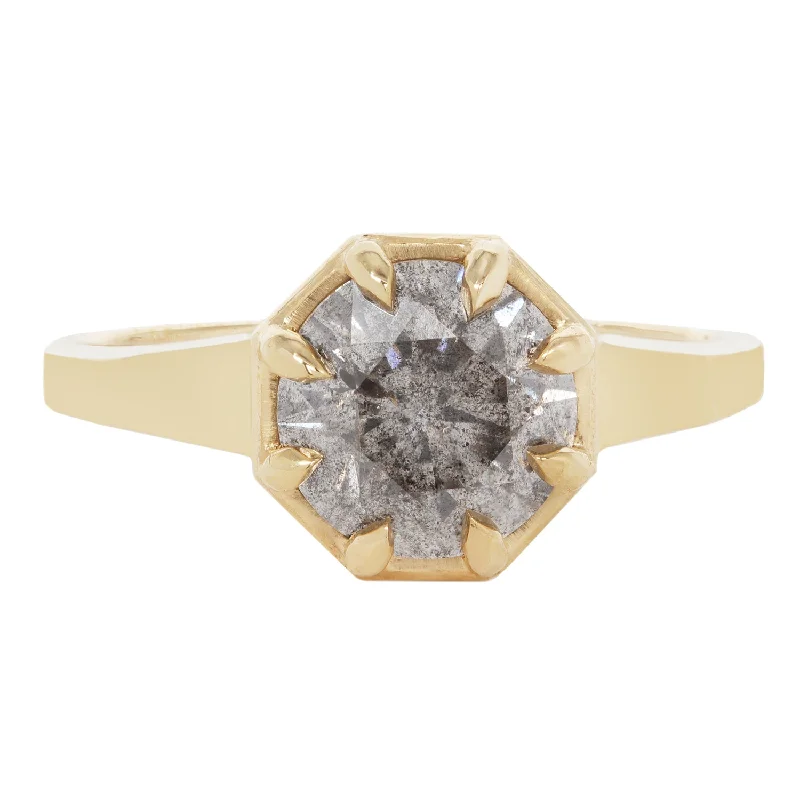 women’s yellow gold engagement rings-Smoky Diamond Octagon Ring