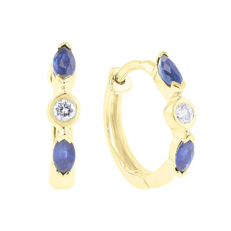 leather and metal earrings for edgy style -Sunila Sapphire and Diamond Earrings