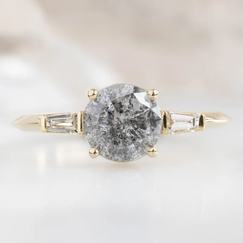 affordable rings for weddings-The Ash Ring | 1.22ct Round Salt and Pepper Diamond in 14K Yellow Gold