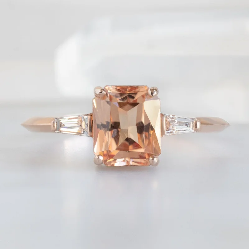 rings for women with stones-The Ash Ring | 1.43ct Emerald Cut Garnet in 14K Rose Gold