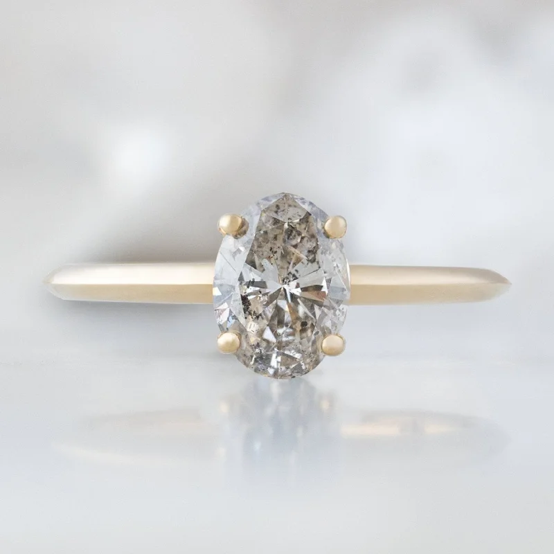 custom made rings-The Bryn Ring | 0.73ct Oval Cut Salt and Pepper Diamond in 14K Yellow Gold