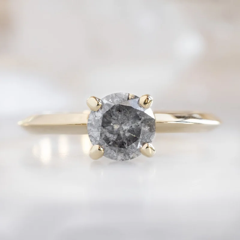 matching engagement rings-The Bryn Ring | 1.05ct Round Salt and Pepper Diamond in 14K Yellow Gold