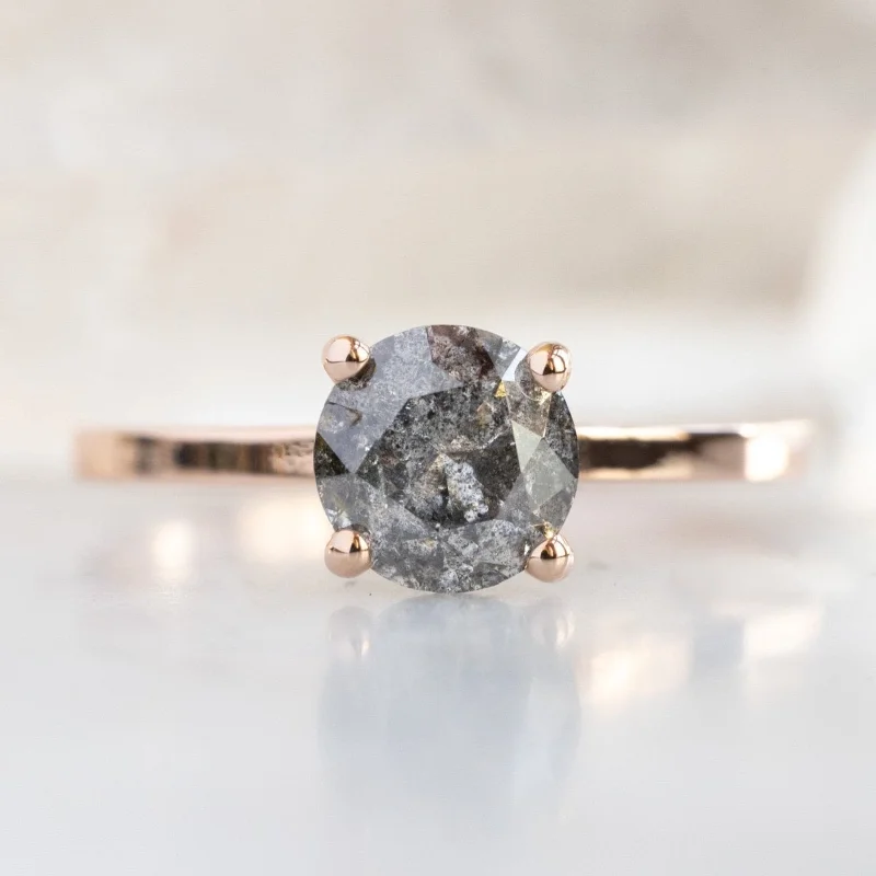 gemstone rings for women-The Bryn Ring | 1.12ct Round Salt and Pepper Diamond in 14K Rose Gold