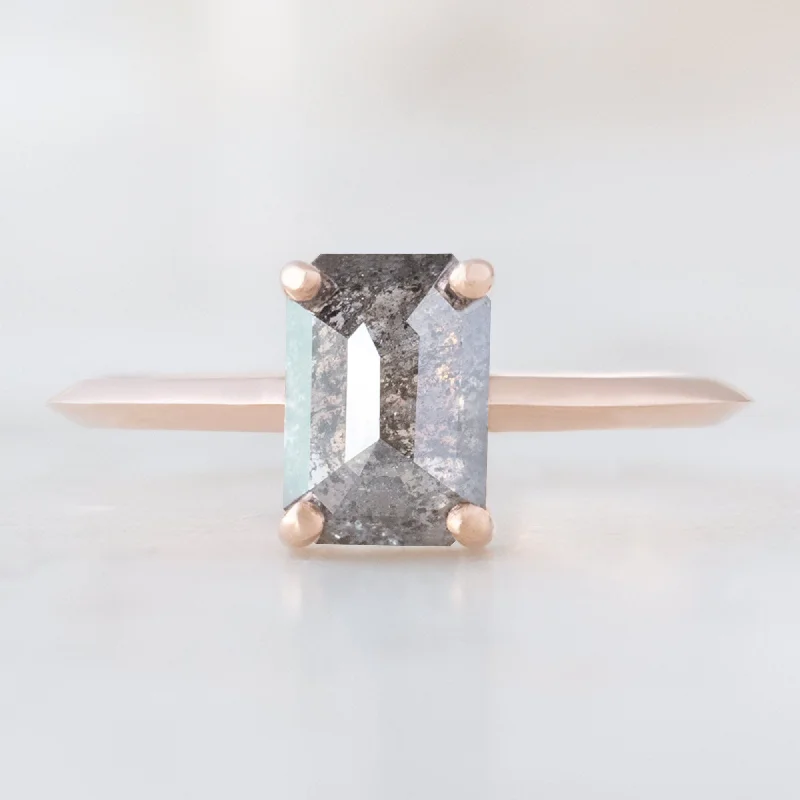 men’s custom wedding rings-The Bryn Ring | 1.26ct Emerald Cut Salt and Pepper Diamond in 14K Rose Gold