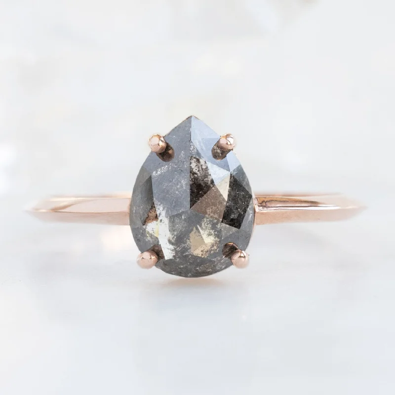 men’s signet rings with diamonds-The Bryn Ring | 1.38ct Pear Black Diamond in 14K Rose Gold