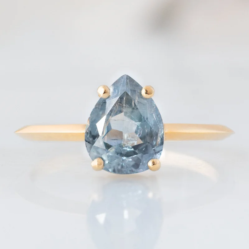 modern engagement rings-The Bryn Ring | 1.42ct Pear Cut Blue Sapphire in 14K Yellow Gold