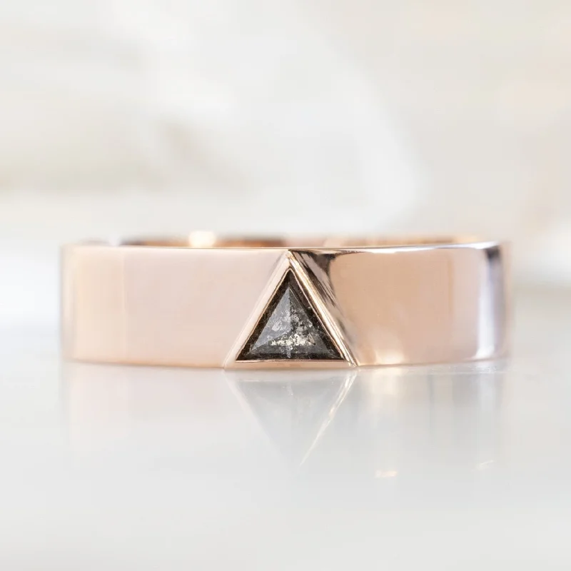 vintage gemstone rings-The Cigar Band | 0.18ct Trillion Black Diamond in 14K Rose Gold