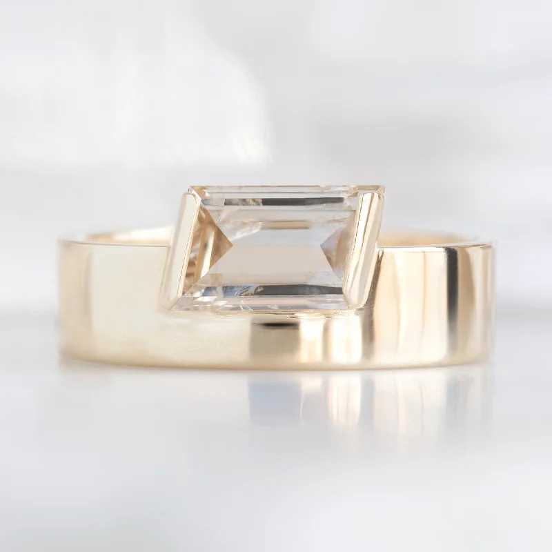 silver rings for women-The Cigar Band | 0.89ct Geometric Champagne Diamond in 14K Yellow Gold