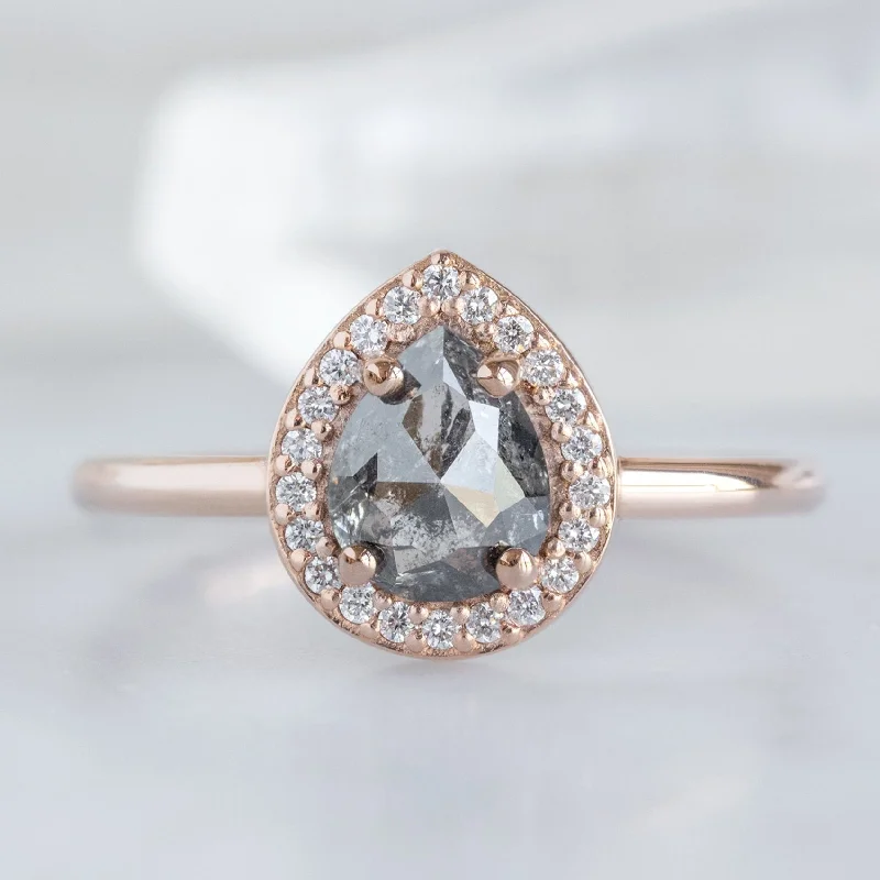 luxury engagement rings-The Dahlia Ring | 0.96ct Pear Salt and Pepper Diamond in 14K Rose Gold