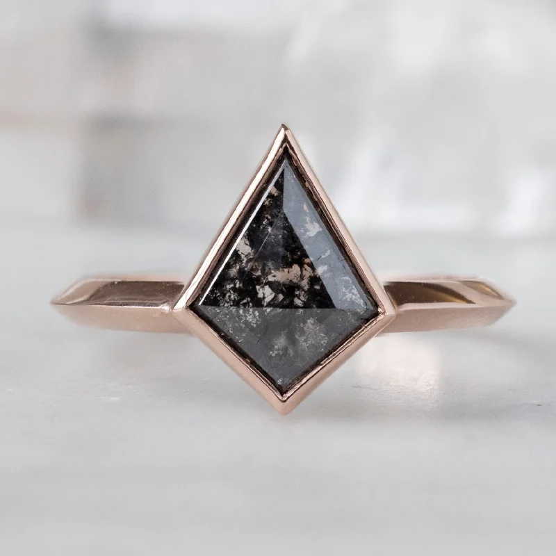 gold engagement rings for men-The Hazel Ring | 1.43ct Kite Black Diamond in 14K Rose Gold