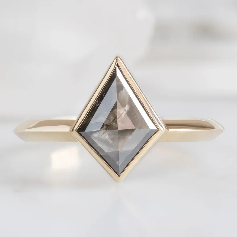 rings for engagement with diamonds-The Hazel Ring | 1.46ct Kite Black Diamond in 14K Yellow Gold