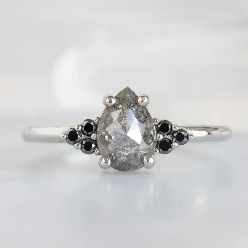 colorful gemstone rings-The Ivy Ring | 0.82ct Rose Cut Black Diamond in 14K White Gold