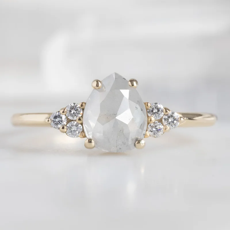 diamond engagement rings-The Ivy Ring | 0.92ct Rose Cut Icy White Diamond in 14K Yellow Gold