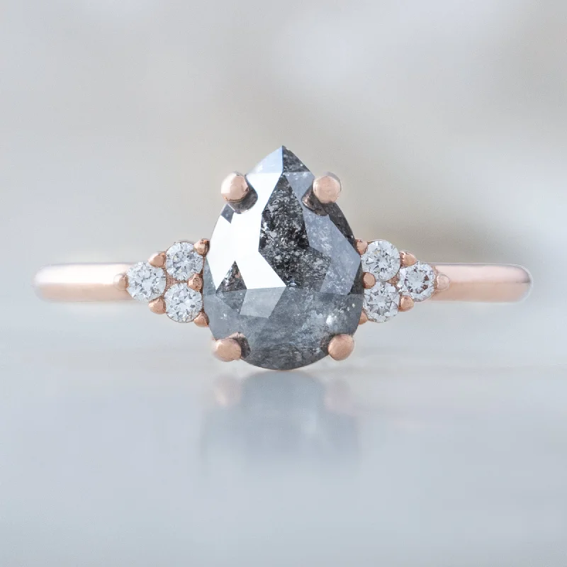 cheap engagement rings-The Ivy Ring | 1.11ct Rose Cut Grey Diamond in 14K Rose Gold