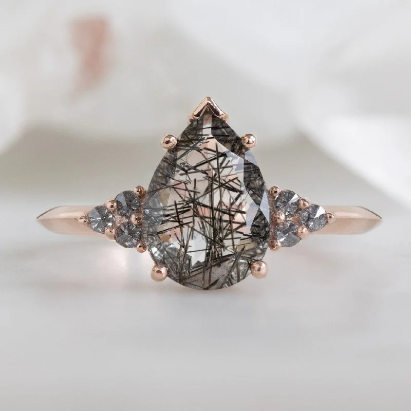 matching rings for wedding sets-The Ivy Ring | 1.44ct Pear Cut Tourmaline in Quartz in 14K Rose Gold