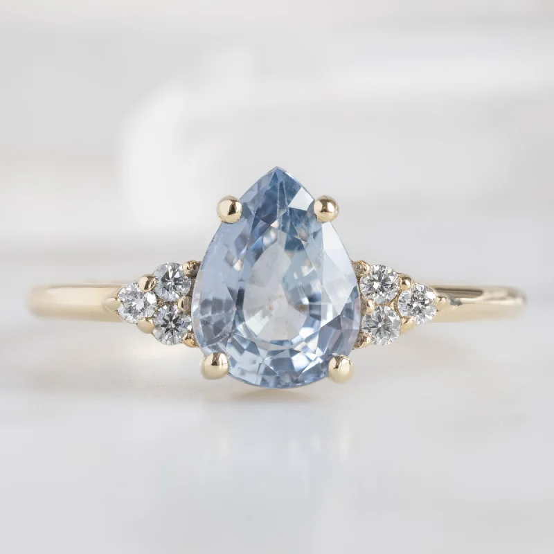 white gold rings-The Ivy Ring | 1.5ct Pear Cut Sapphire in 14K Yellow Gold