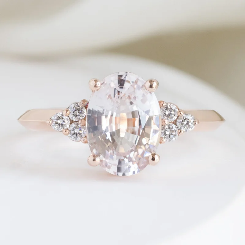 sapphire wedding bands-The Ivy Luxe | 2.12ct Oval Peach Sapphire in 18K Rose Gold