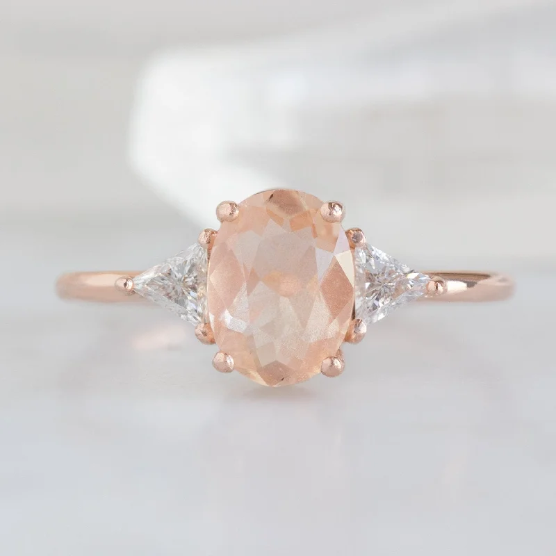 personalized engraved rings-The Jade Ring | 0.95ct Oval Sunstone in 14K Rose Gold