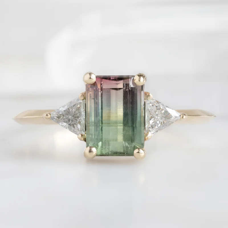 designer rings for men-The Jade Ring | 1.11ct Emerald Cut Watermelon Tourmaline in 14K Yellow Gold